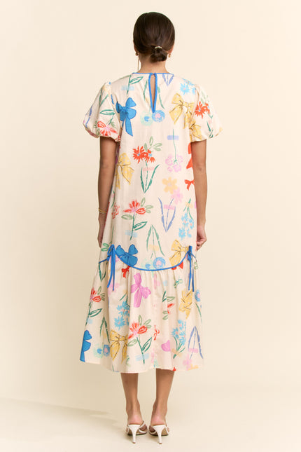 Parterre Dress — Ivory Multi back