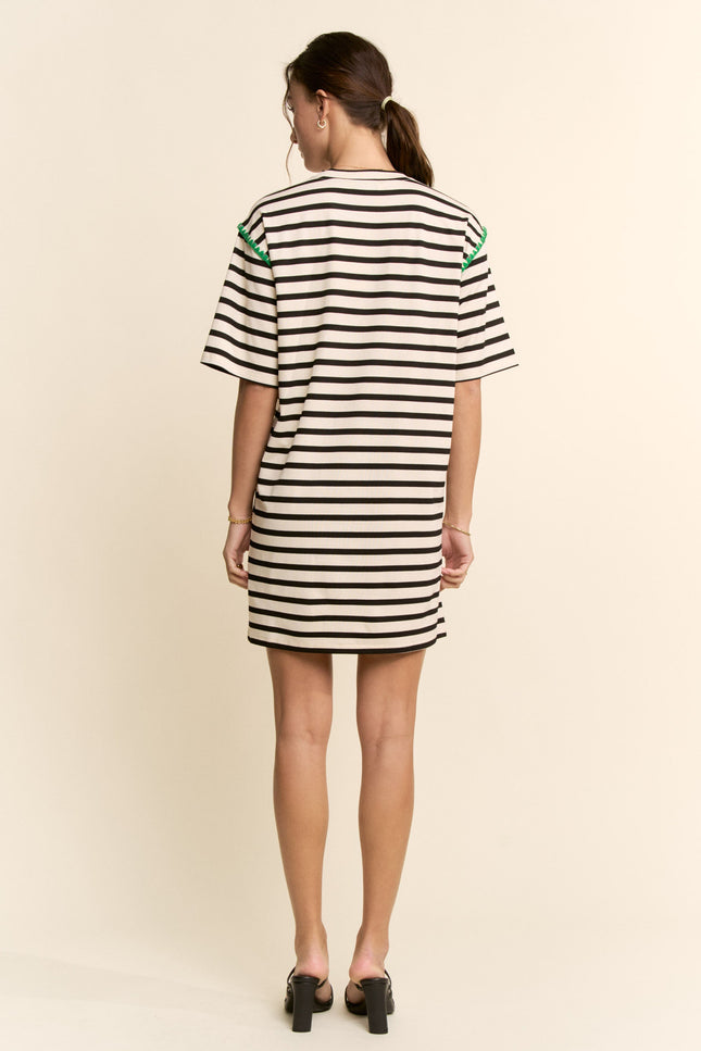Rivage Dress — Cream Black back