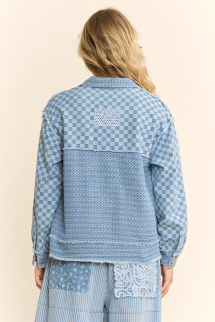 Patchwork Top — Light Denim Multi back