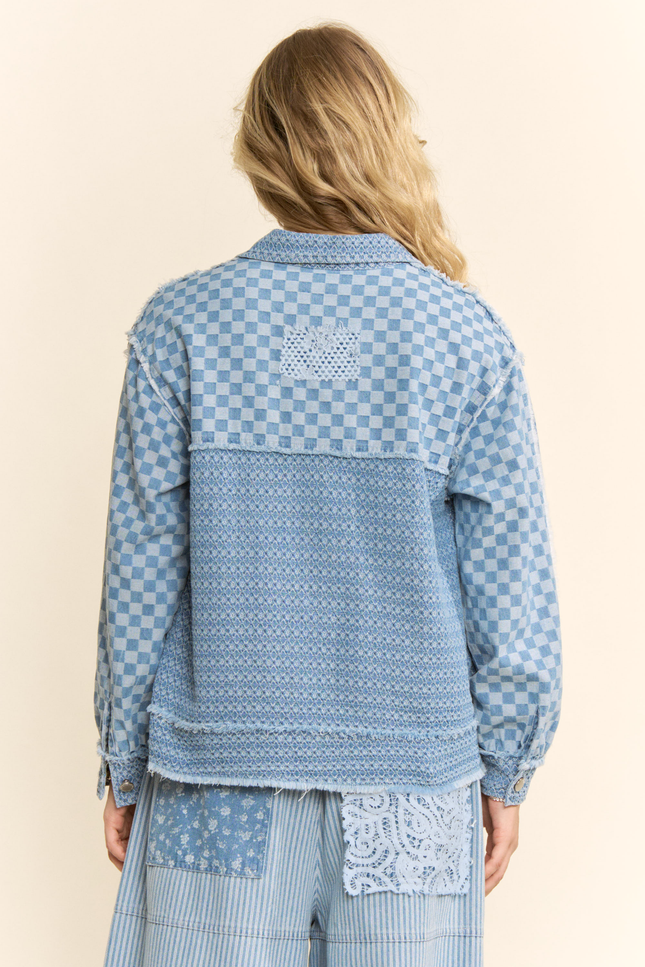 Patchwork Top — Light Denim Multi back