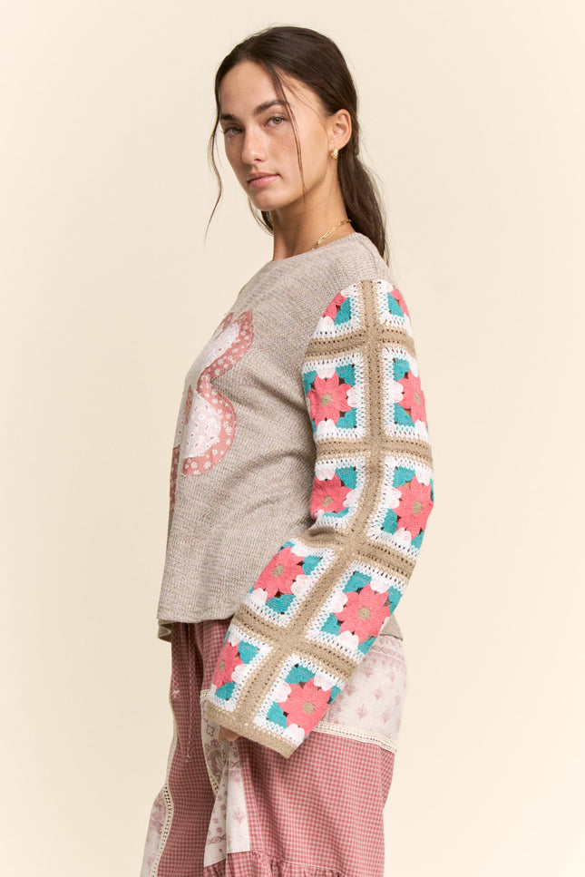 Rosette Sweater — Beige side