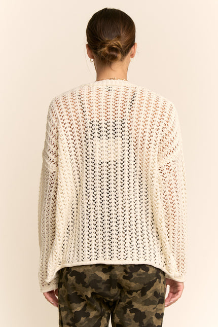 Evania Open-Knit Top — Almond back