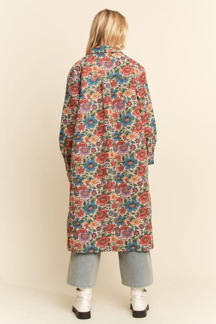 Juniper Coat — Floral Jacquard back