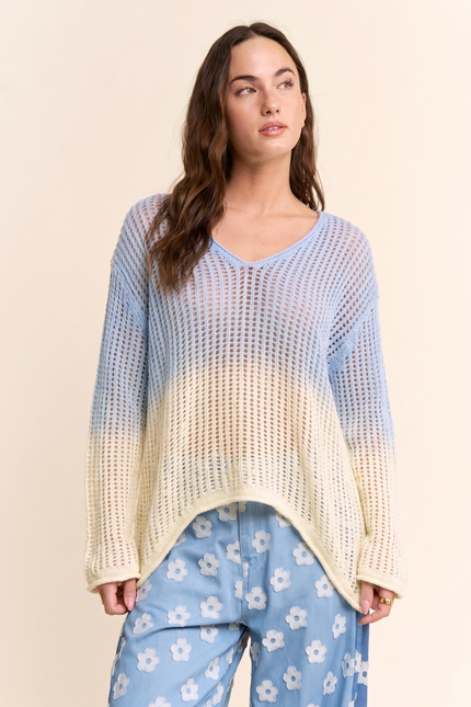 Elarune Sweater — Blue/Yellow front