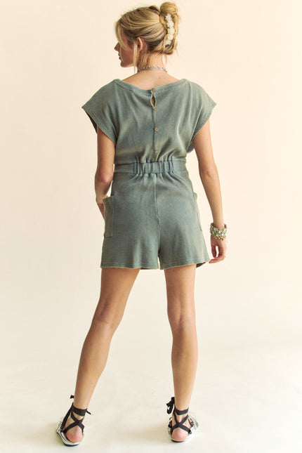 Tavelle Romper — Light Teal back