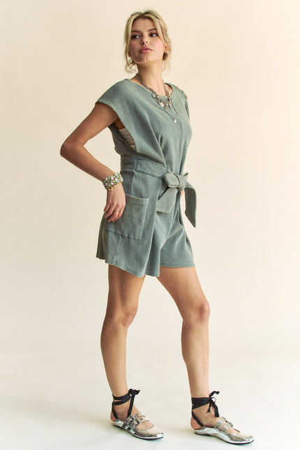 Tavelle Romper — Light Teal side