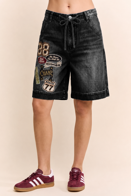 Rallycrest Shorts — Black Denim front