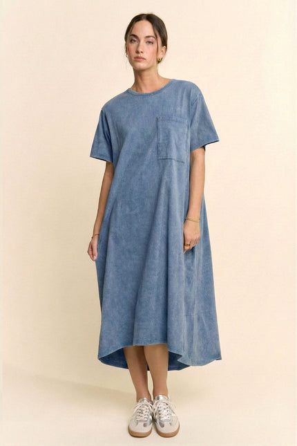 Crescent Dress — Denim Blue front