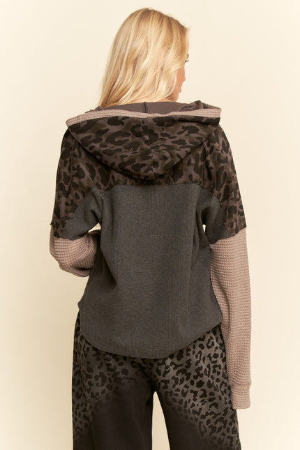 Astrid Sweater — Charcoal Leopard back