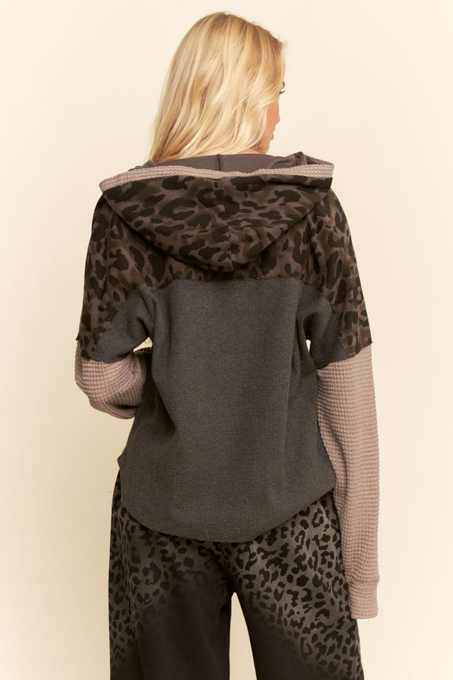 Astrid Sweater — Charcoal Leopard back