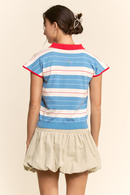 Riviera Sweater — Cream Blue back