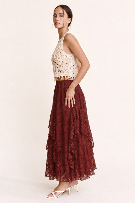 Filigree Skirt — Deep Red side