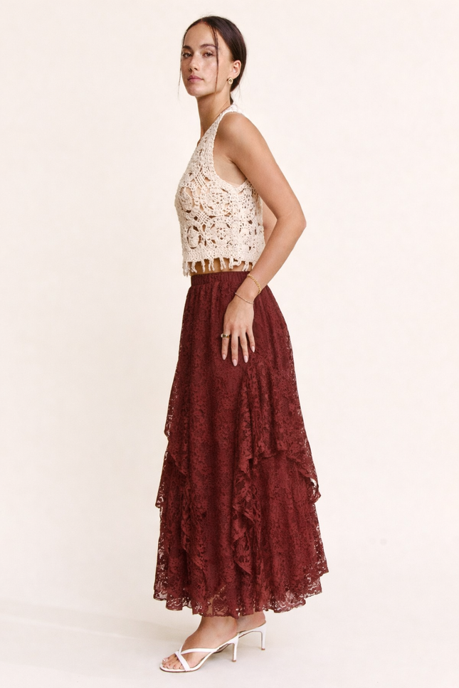 Filigree Skirt — Deep Red side
