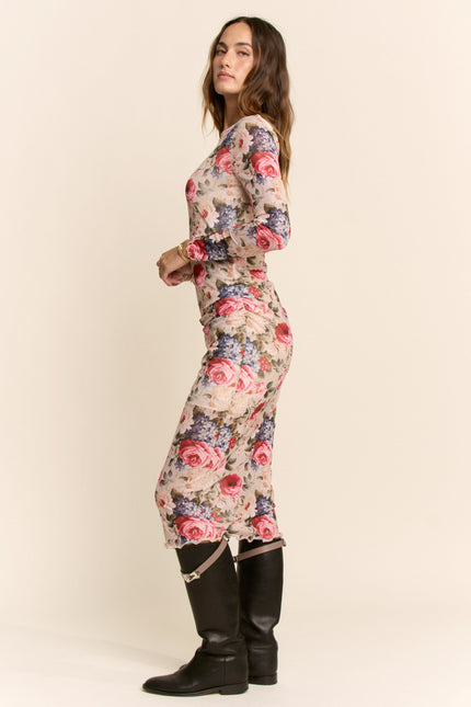 Parterre Dress — Taupe Floral side