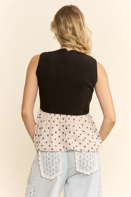 Dovelune Top — Black Beige back