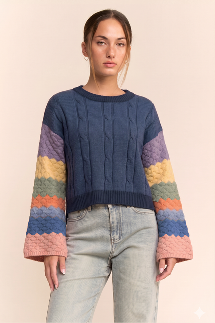 Chromelle Sweater — Navy Multi front
