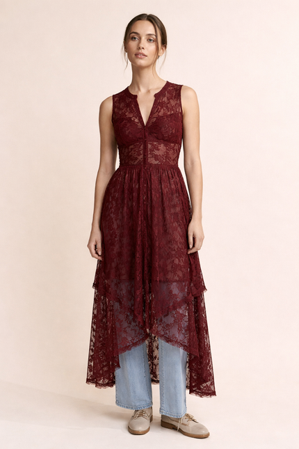 Vireflora Top — Deep Red front