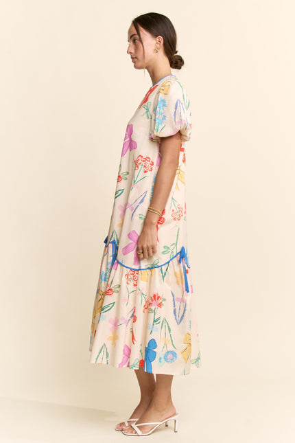 Parterre Dress — Ivory Multi side