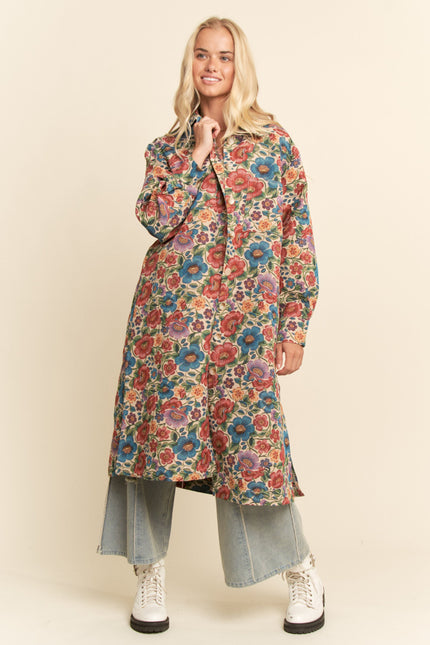 Juniper Coat — Floral Jacquard front