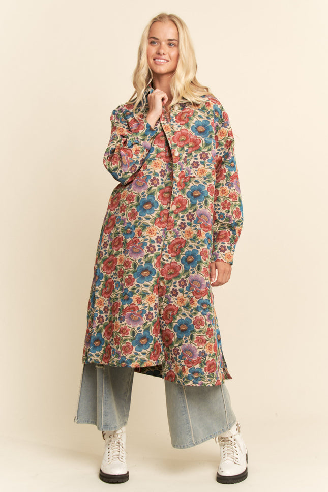 Juniper Coat — Floral Jacquard front