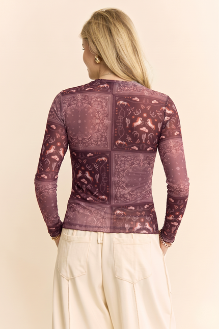 Cavessa Mesh Top — Burgundy back