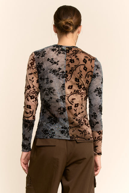 Novella Mesh Top — Mocha Blue back