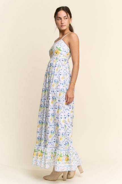 Solana Dress — Lemon Blue side