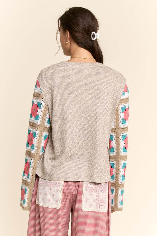 Rosette Sweater — Beige back