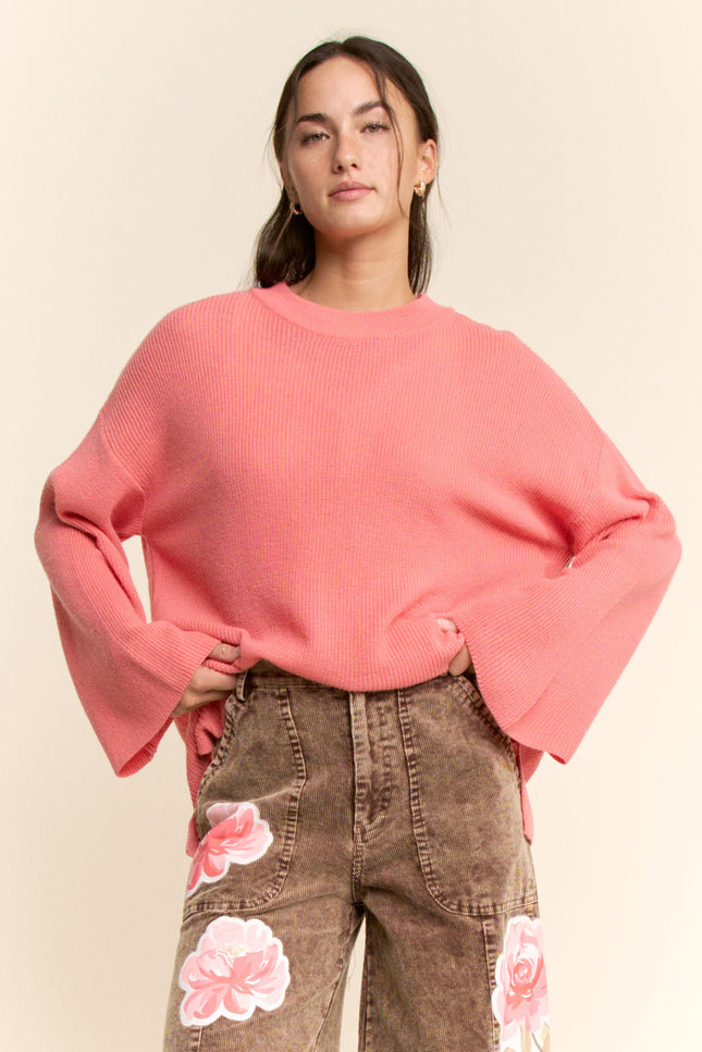 Meridian Sweater — Salmon Pink front