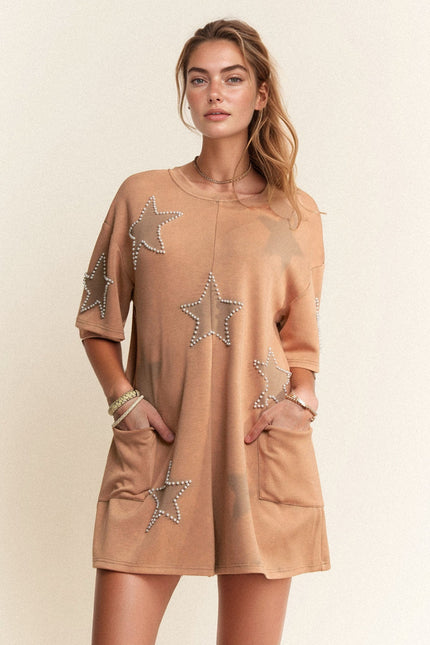 Vystra Romper — Latte front