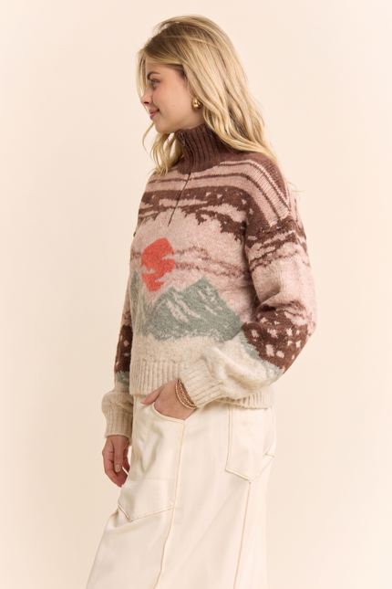 Alpenglow Sweater — Mocha Multi side