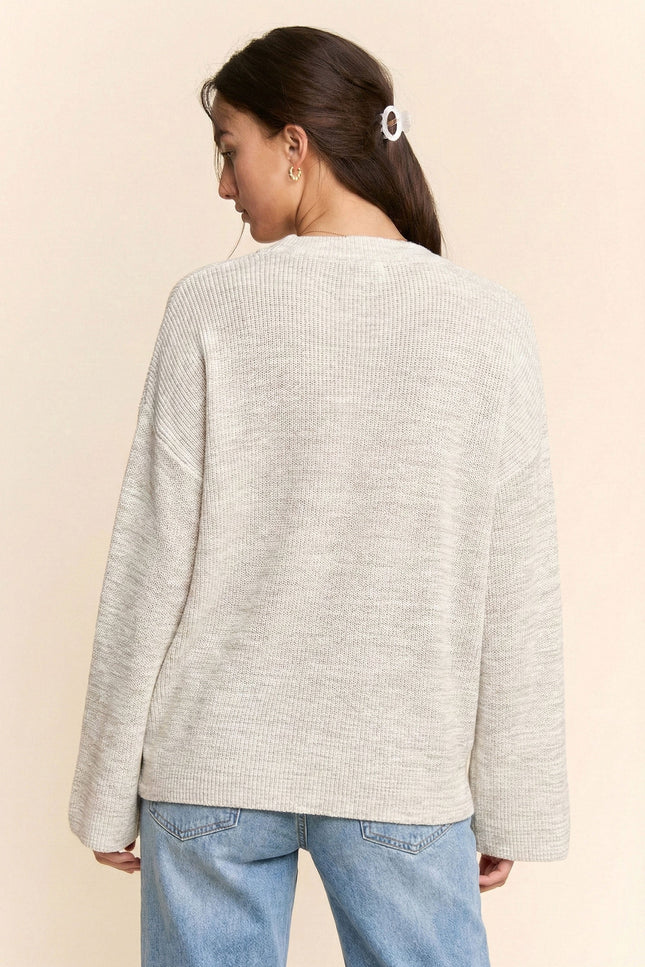 Meridian Sweater — Heather White back