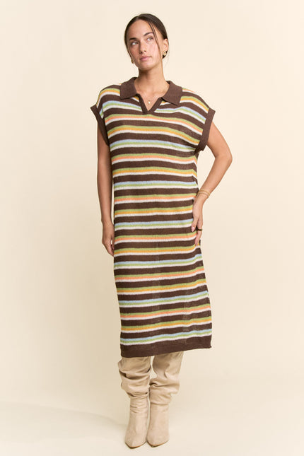 Ondine Dress — Brown Multi front