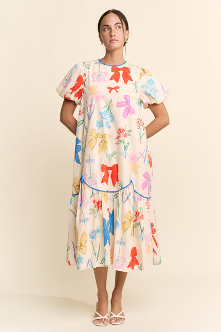 Parterre Dress — Ivory Multi front