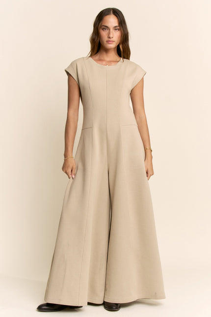 Avora Jumpsuit — Beige front