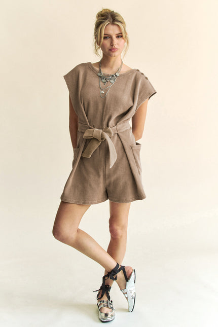 Tavelle Romper — Mocha front