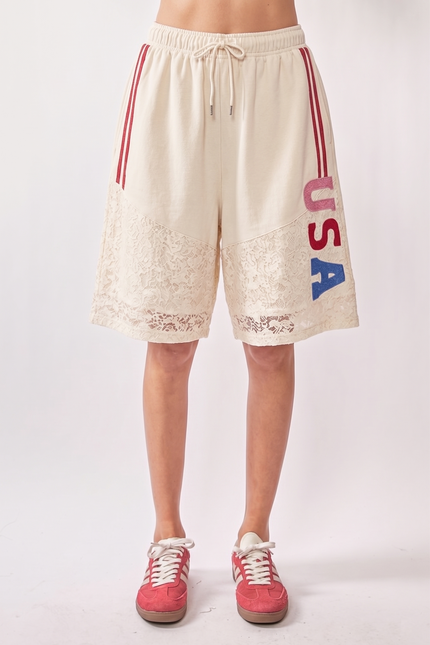 Lacery Shorts — Natural front