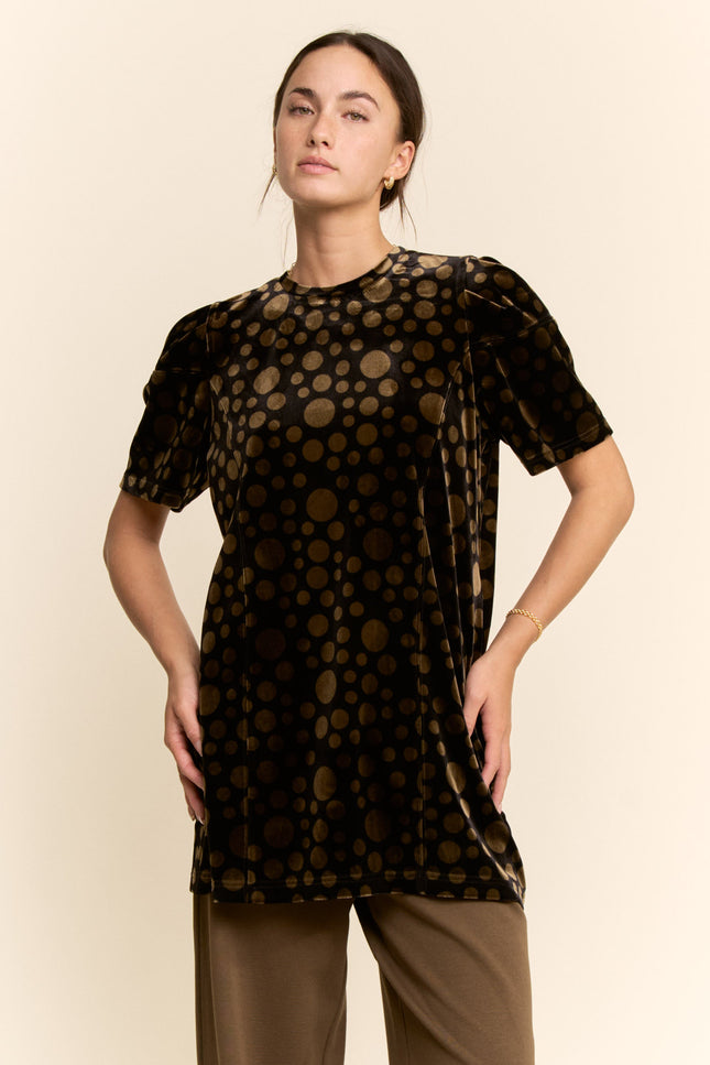 Marlow Top — Dot-olive front