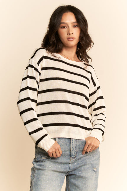 Calmyra Sweater — White/Black front