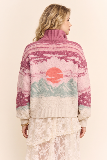 Alpenglow Sweater — Pink Multi back