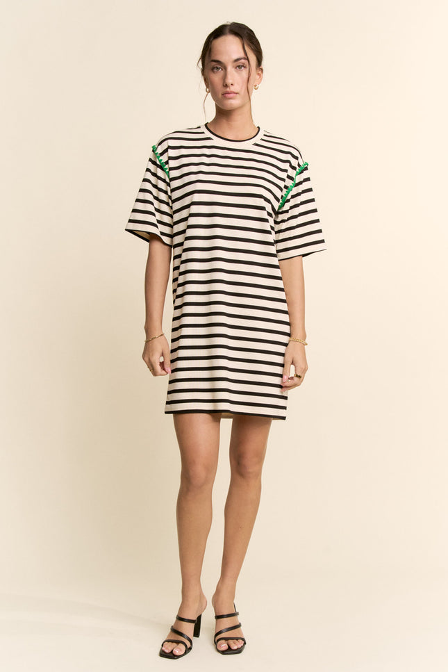 Rivage Dress — Cream Black front