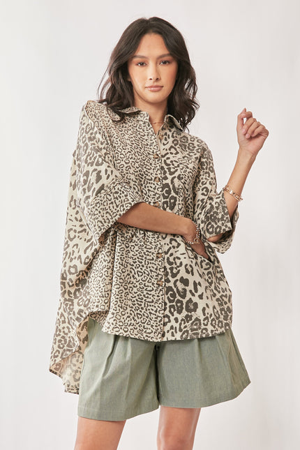 Pardus Top — Taupe Leopard front