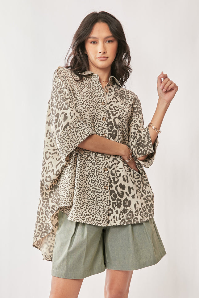 Pardus Top — Taupe Leopard front