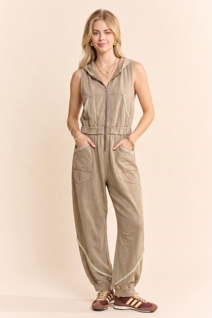 Marlowe Jumpsuit — Beige front