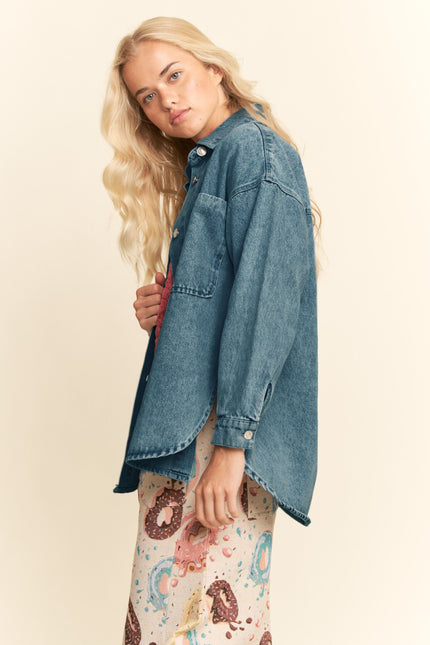 Orrivelle Jacket — Teal Denim side