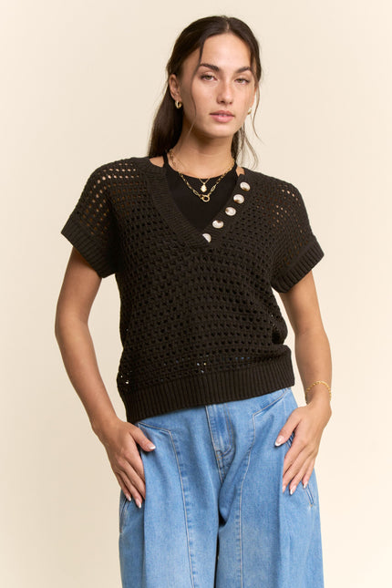 Aerelle Sweater — Black front
