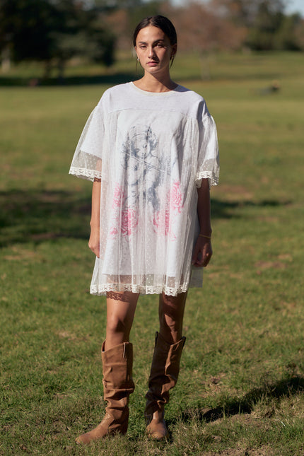 Cherub Dress — Heather Grey front