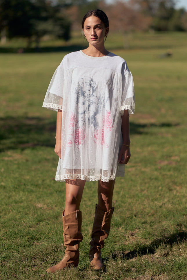 Cherub Dress — Heather Grey front