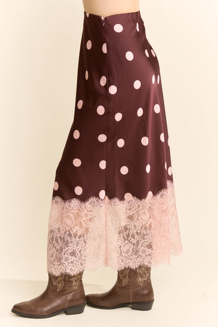 Veloria Skirt — Burgundy Pink Dots side