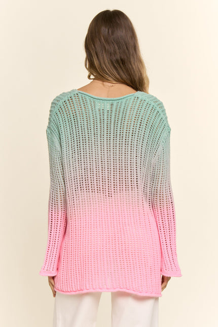 Elarune Sweater — Green/Pink back